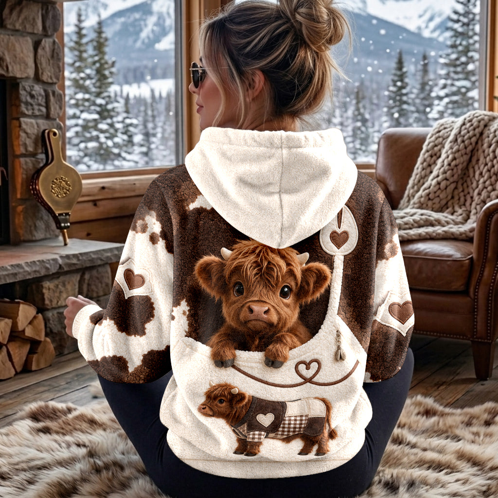 Love Highland Cows - Personalized Highland Cow Fleece Hoodie