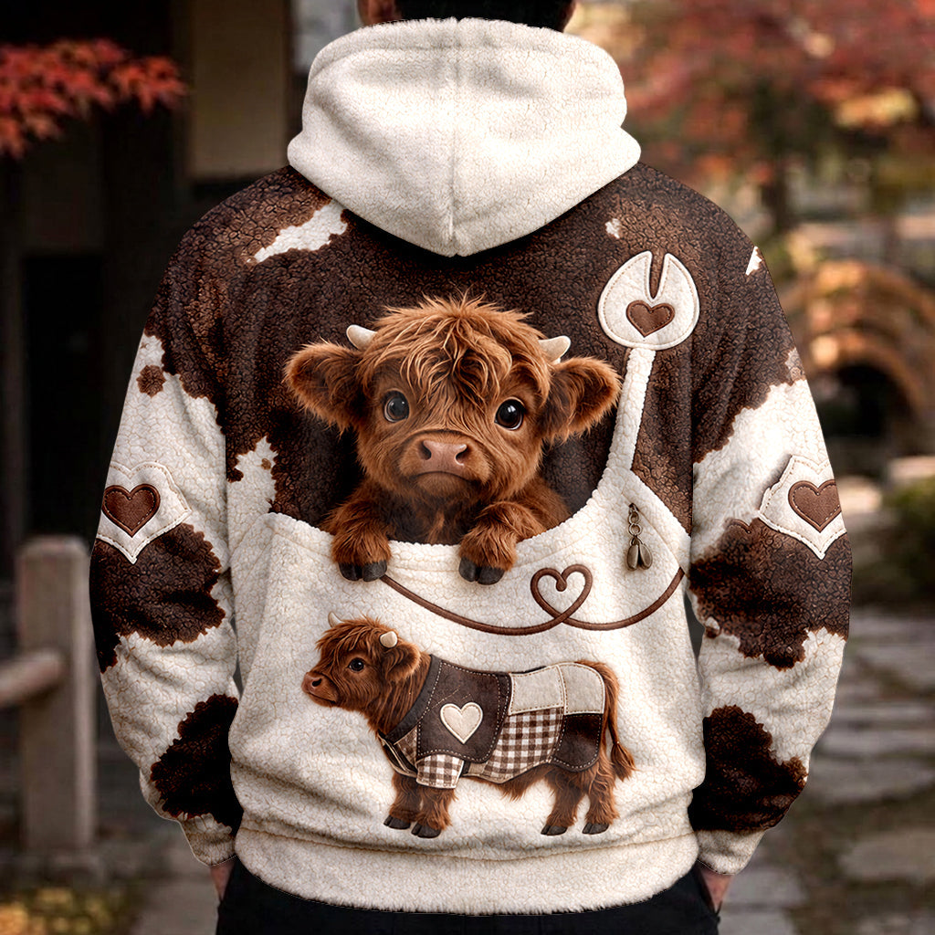 Love Highland Cows - Personalized Highland Cow Fleece Hoodie