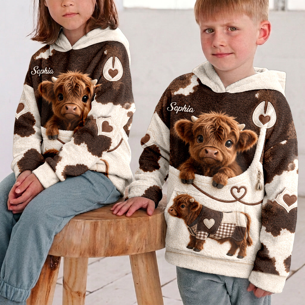 Love Highland Cows - Personalized Highland Cow Fleece Hoodie
