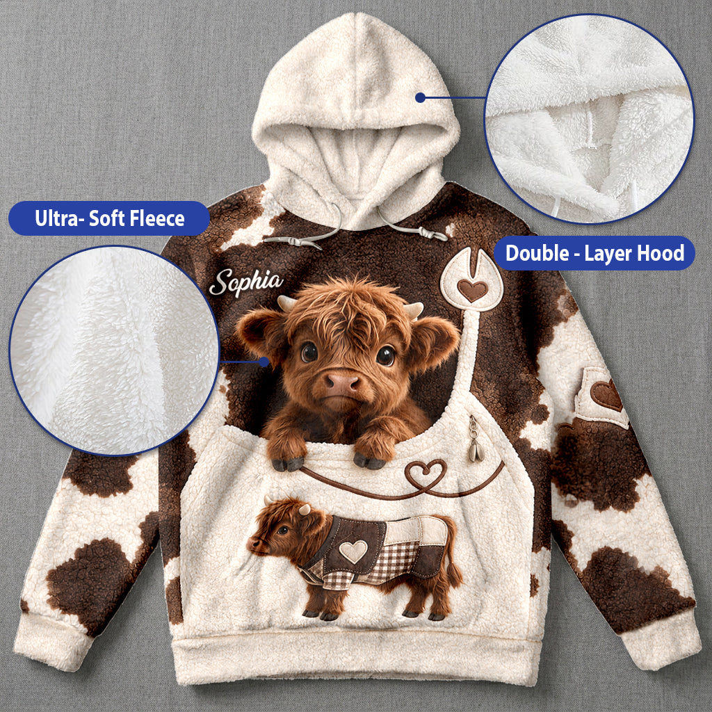 Love Highland Cows - Personalized Highland Cow Fleece Hoodie