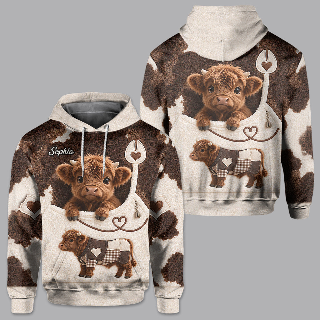 Love Highland Cows - Personalized Highland Cow Fleece Hoodie