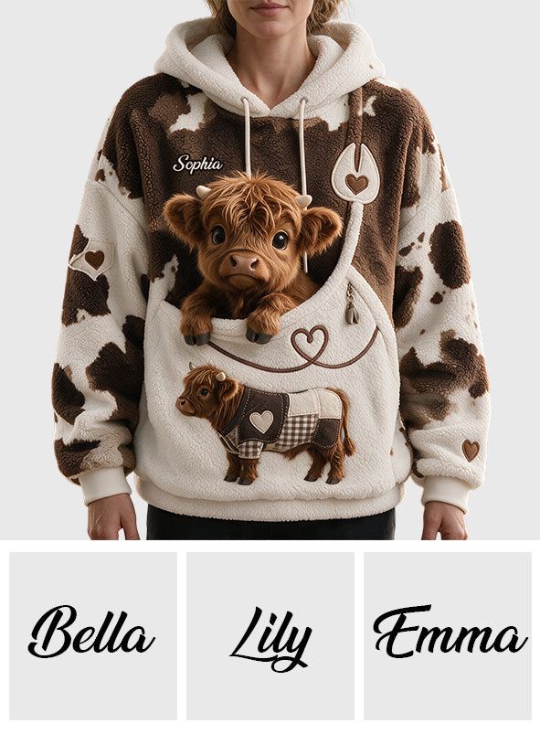 Love Highland Cows - Personalized Highland Cow Fleece Hoodie