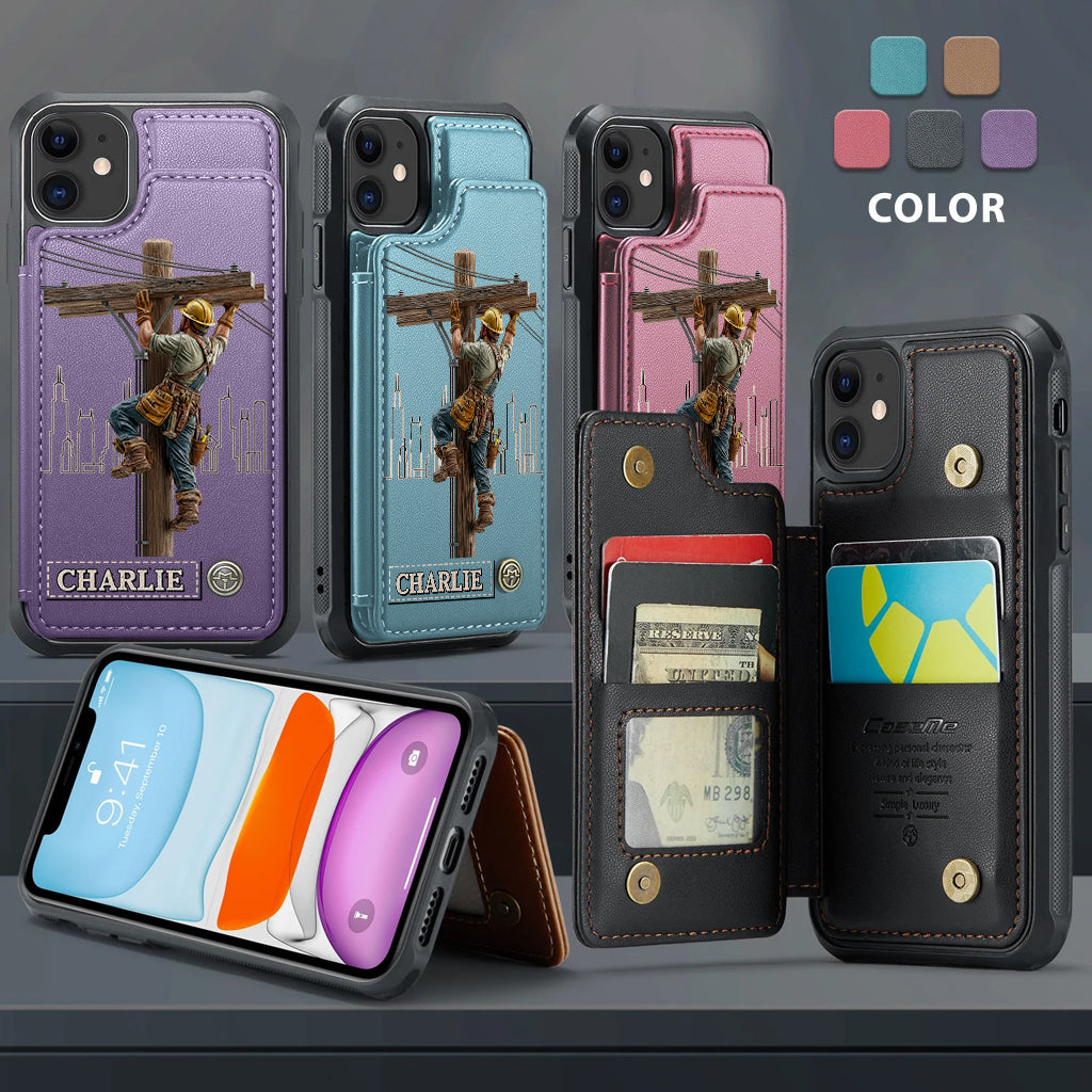 Strength Of The Line - Personalized Lineman Wallet Phone Case