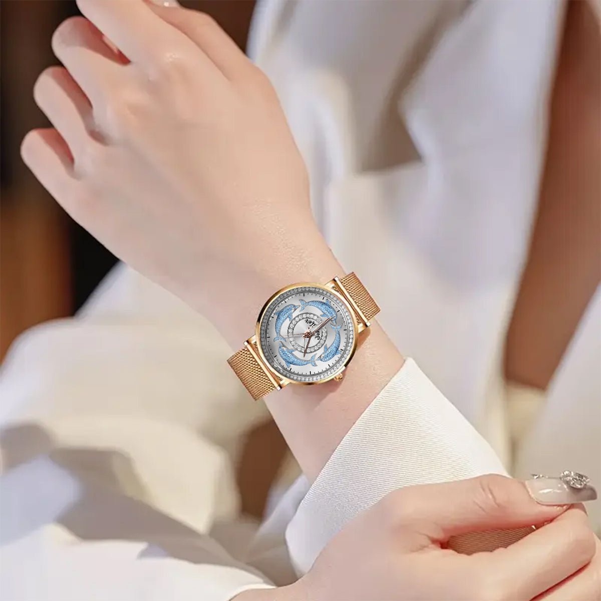 Love Dolphins - Personalized Dolphin Women Hand Watch
