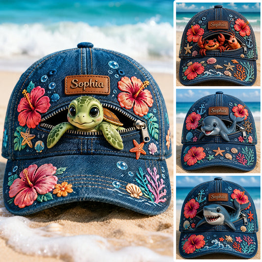 Turtle Lovers Gift, Sea Lovers Gift - Personalized Sea Lover Classic Cap