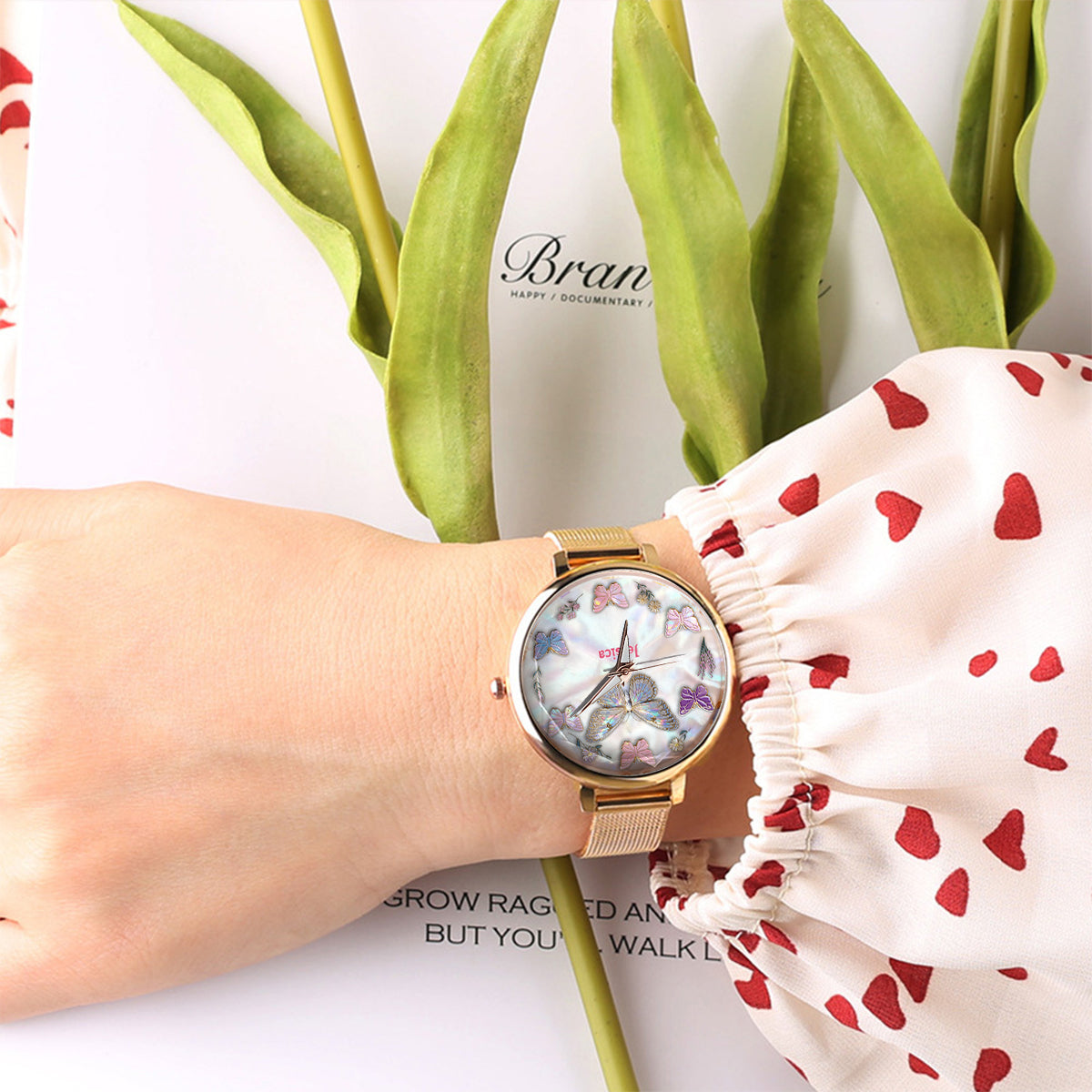 Sparkle Butterfies - Personalized Butterfly Women Hand Watch