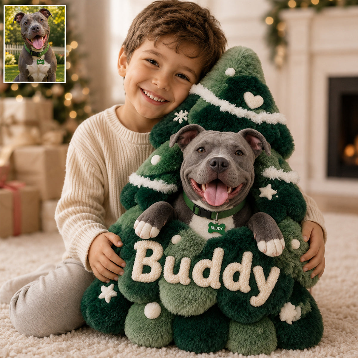 Merry Dogmas - Personalized Dog Premium Faux Fur Pillow