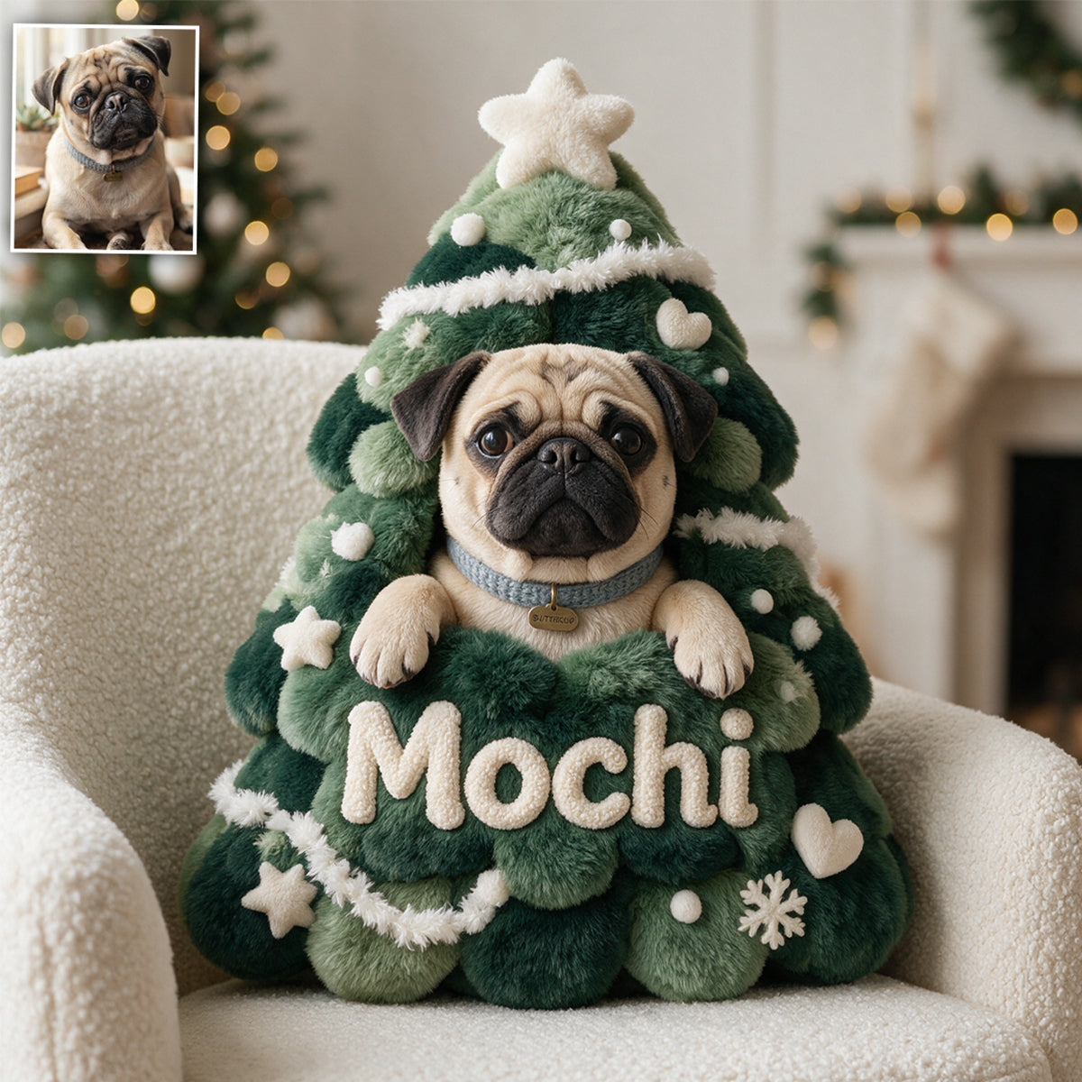 Merry Dogmas - Personalized Dog Premium Faux Fur Pillow