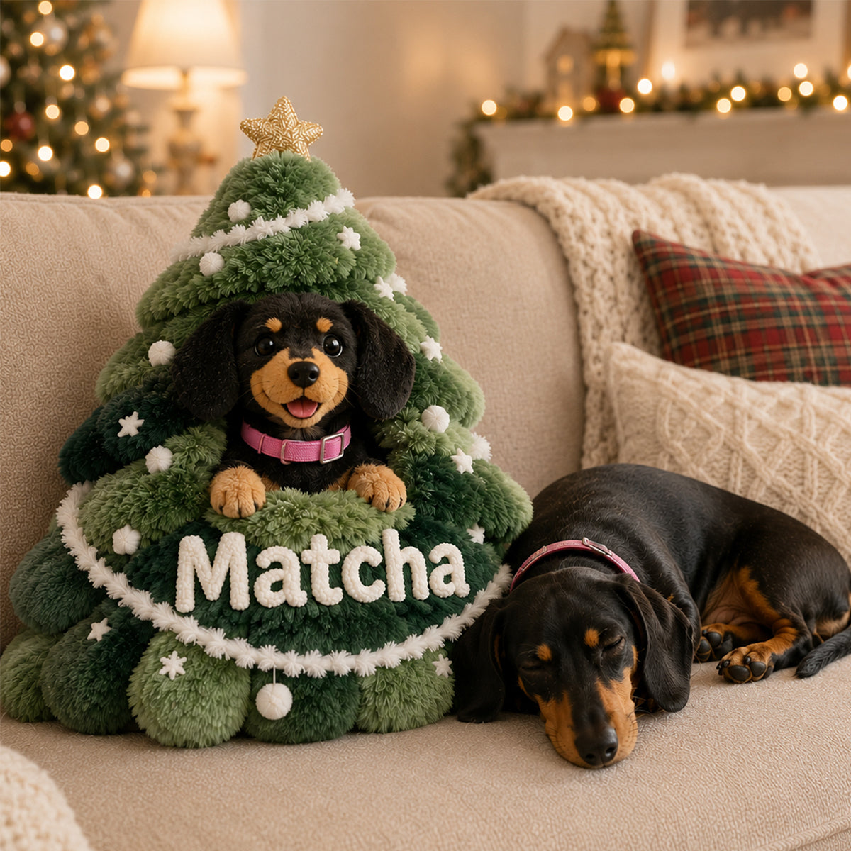 Merry Dogmas - Personalized Dog Premium Faux Fur Pillow