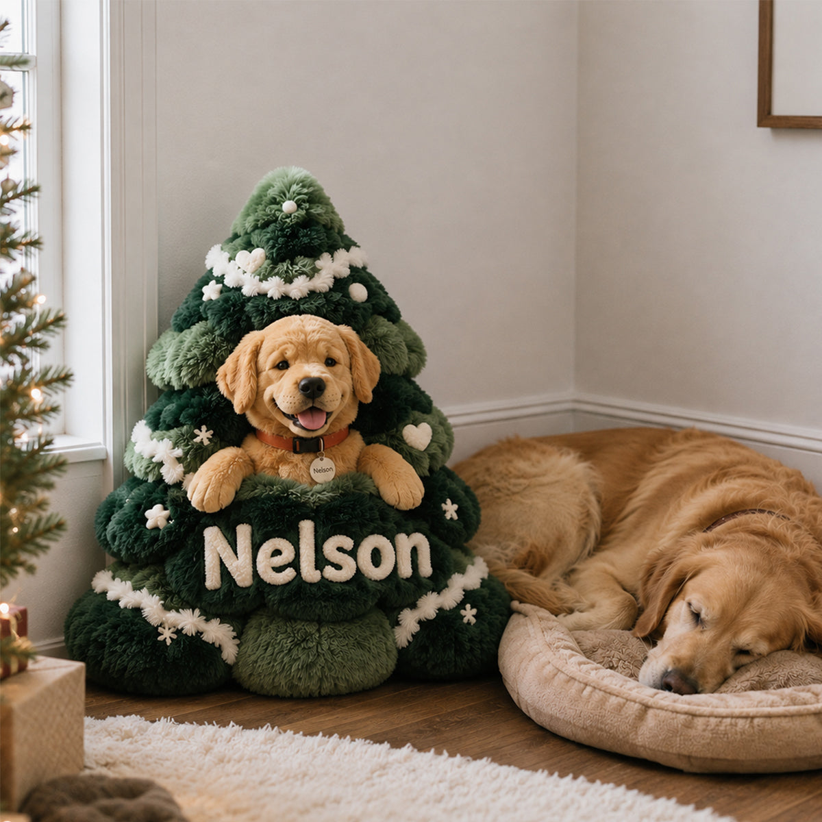 Merry Dogmas - Personalized Dog Premium Faux Fur Pillow