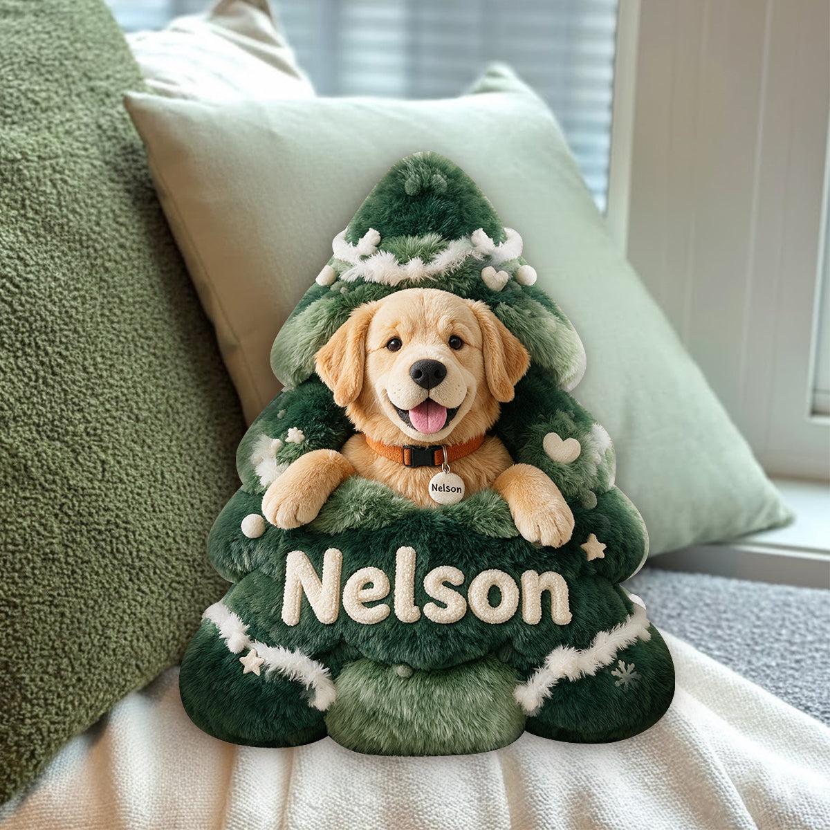 Merry Dogmas - Personalized Dog Premium Faux Fur Pillow