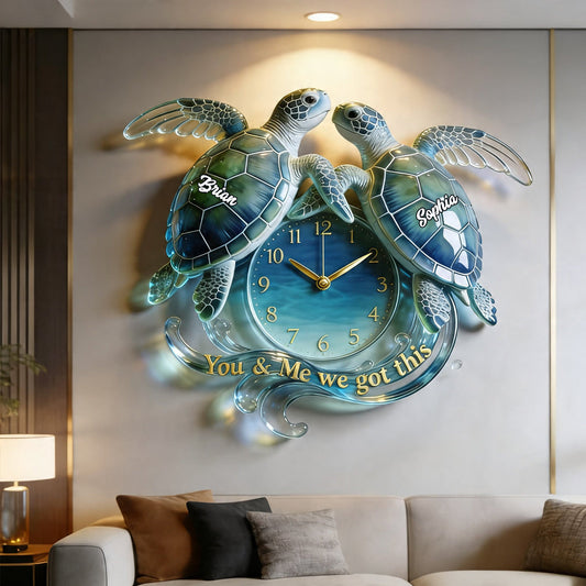 You & Me We Got This - Personalized Turtle Acrylic Wall Clock