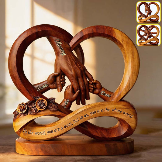 You Are The World To Us - Personalized Mother Custom Shaped Wood Plaque