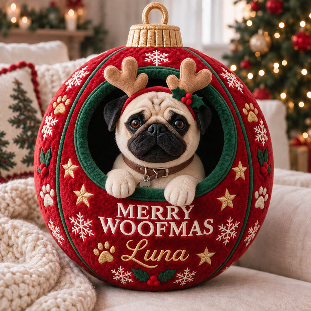 Christmas Pet Ornament Funny Gift - Personalized Dog Premium Faux Fur Pillow