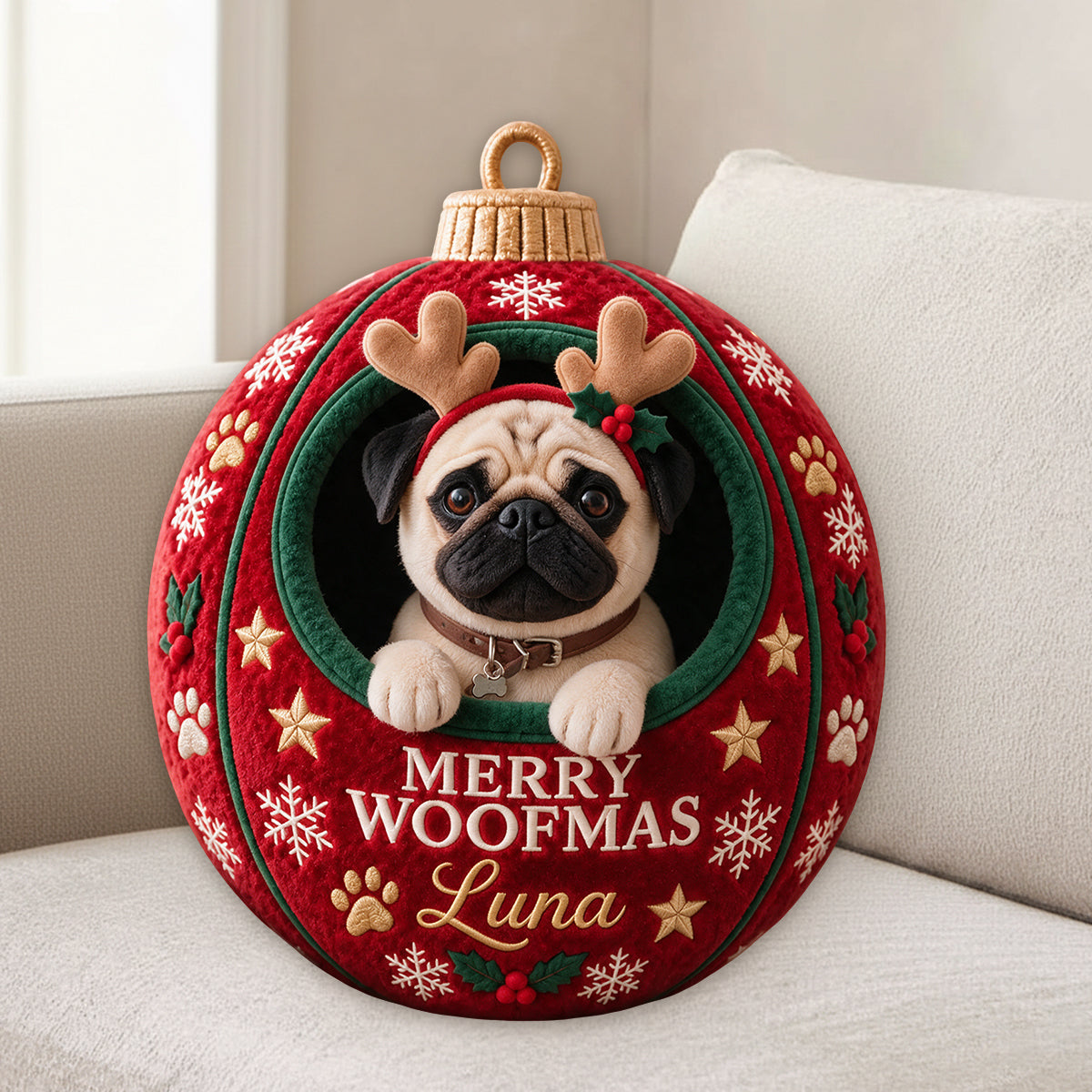 Christmas Pet Ornament Funny Gift - Personalized Dog Premium Faux Fur Pillow