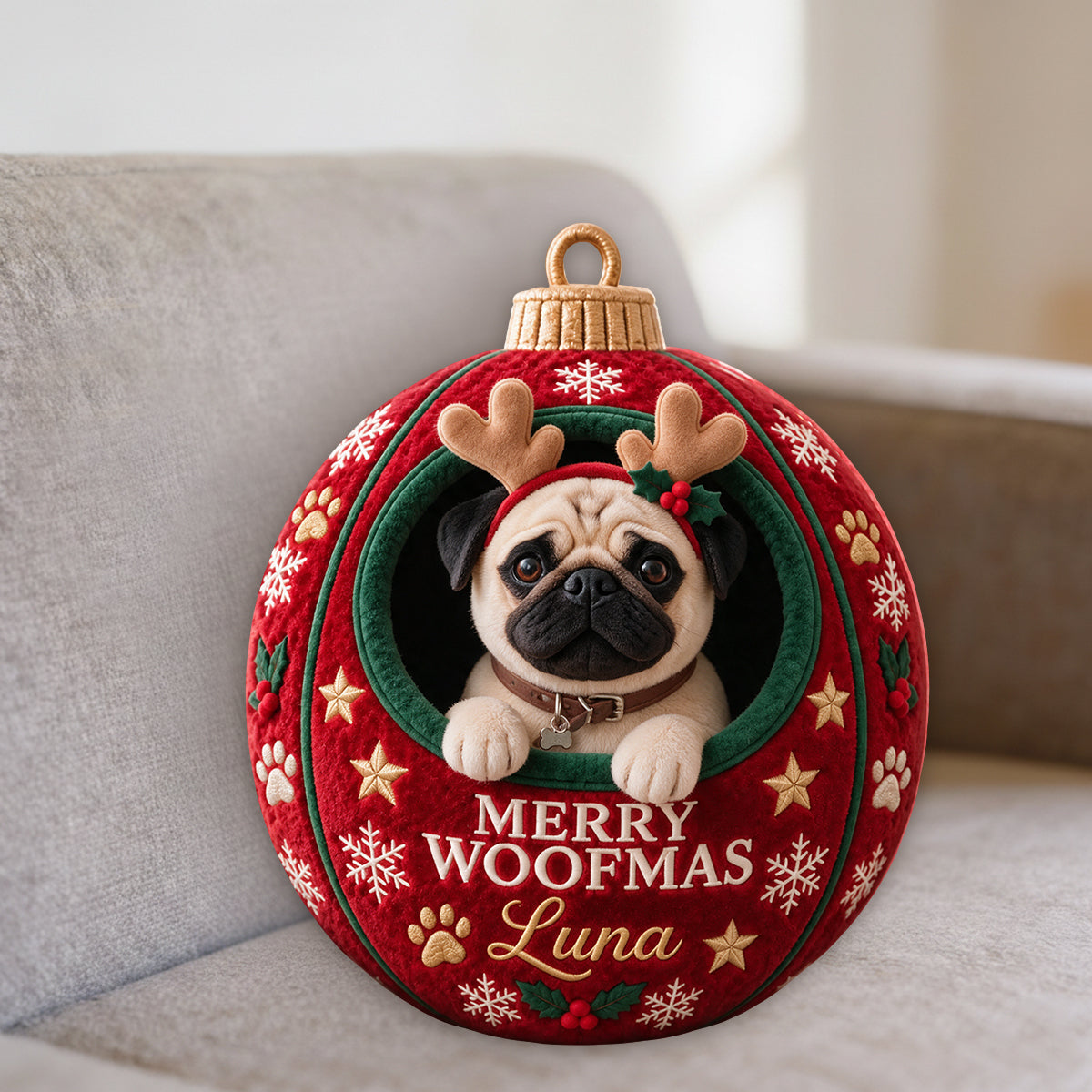 Christmas Pet Ornament Funny Gift - Personalized Dog Premium Faux Fur Pillow