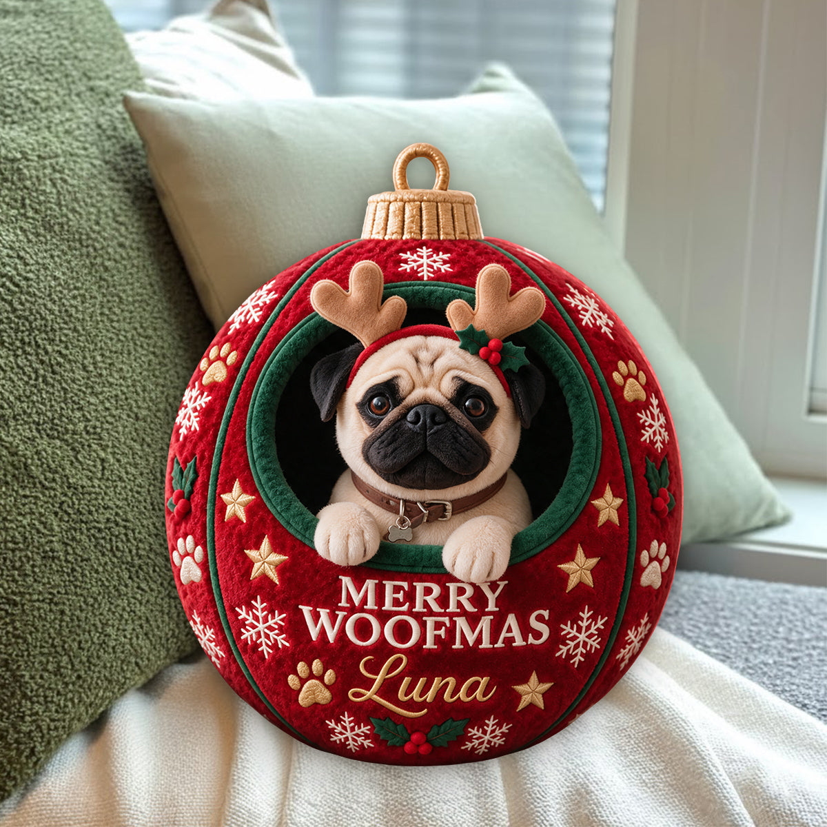 Christmas Pet Ornament Funny Gift - Personalized Dog Premium Faux Fur Pillow