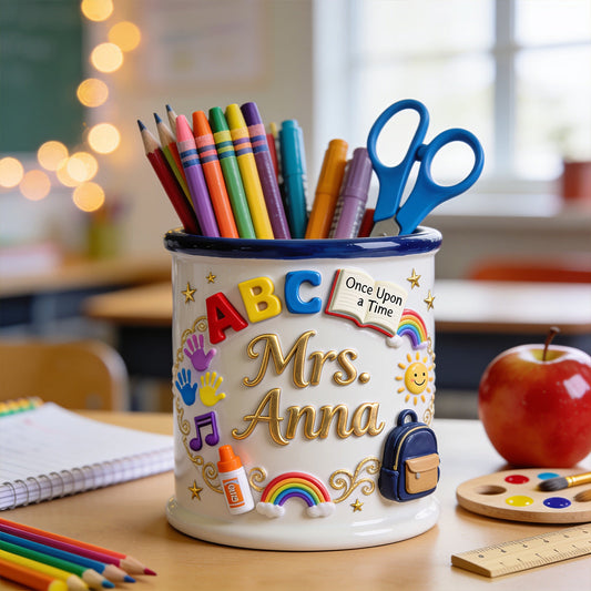 Teacher Gifts - Personalized Teacher Wooden Desk Organizer