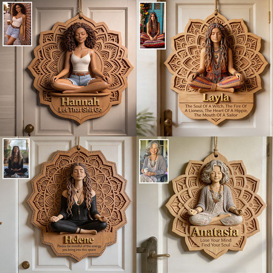 Soul Mandala Meditation - Personalized Hippie Custom Shaped Wood Sign