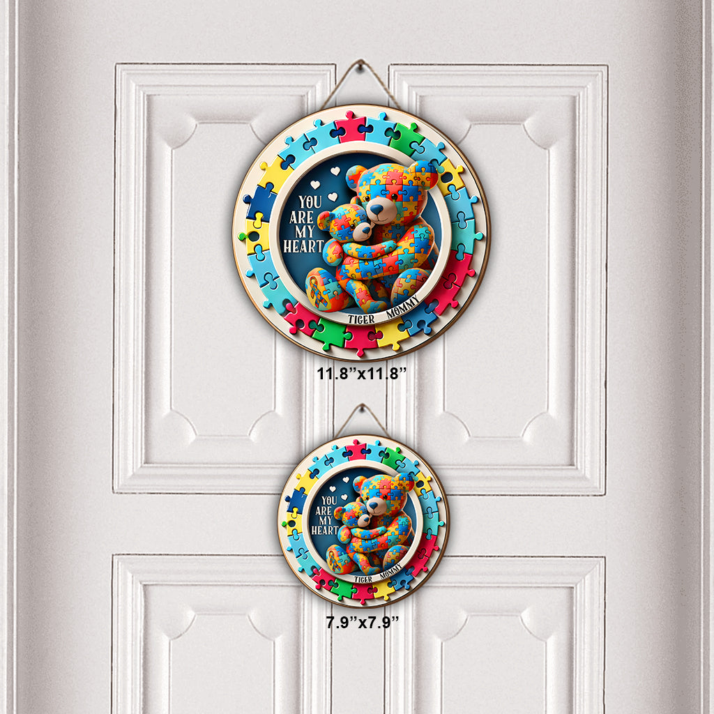 You Are My Heart - Personalized Autism Awareness Round Wood Sign