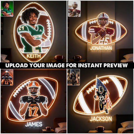Room Decor For Football Player - Personalized Football LED Light Acrylic Sign
