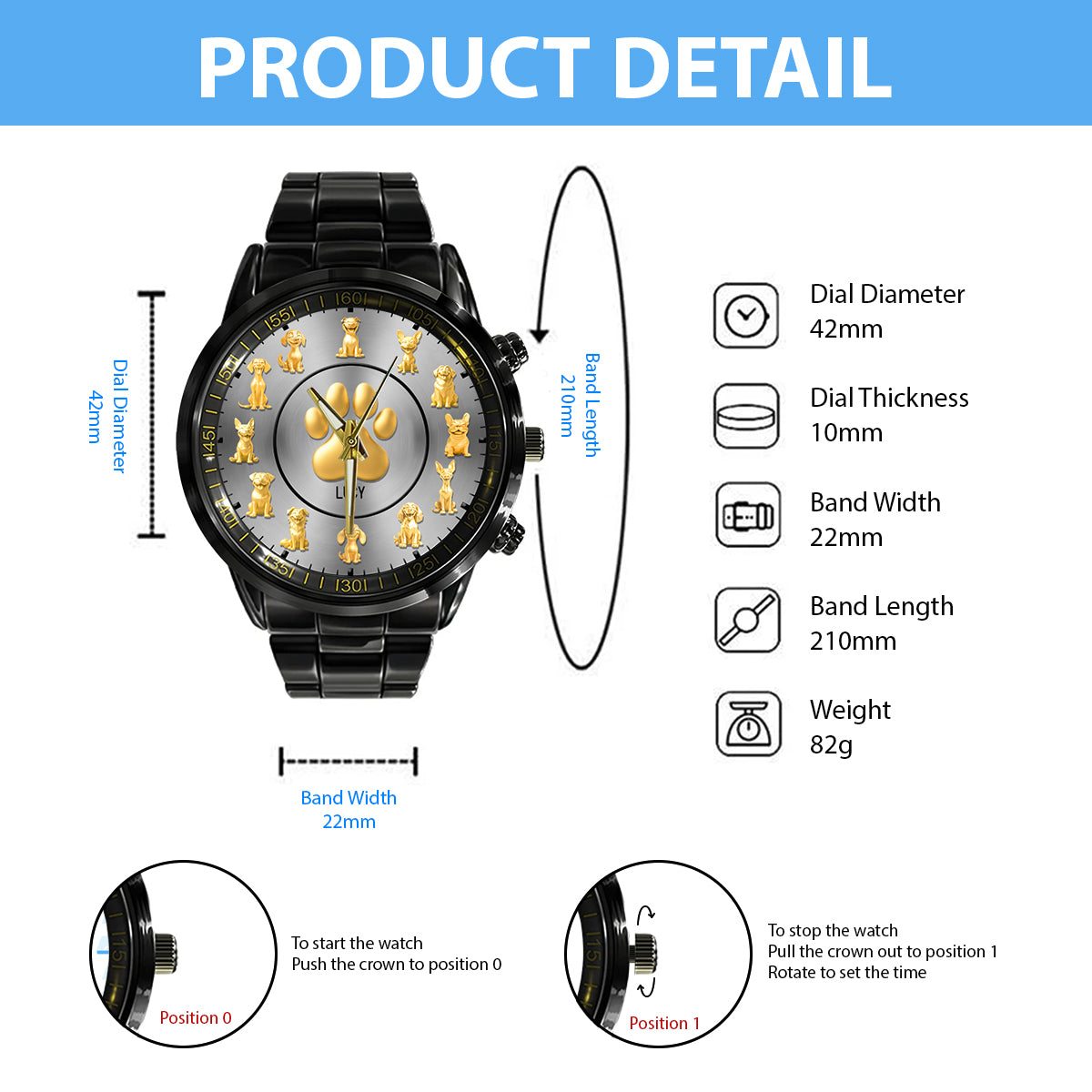 Love My Dogs - Personalized Dog Hand Watch