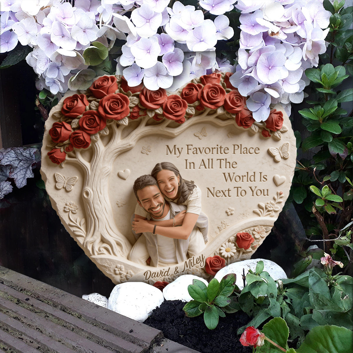 My Favorite Place Is Next To You - Personalized Couple Heart Shaped Stone