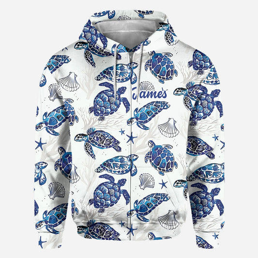 Toile De Jouy Patterm, Blue Dolphin, Turtle,... - Personalized Sea Lover All Over Shirt