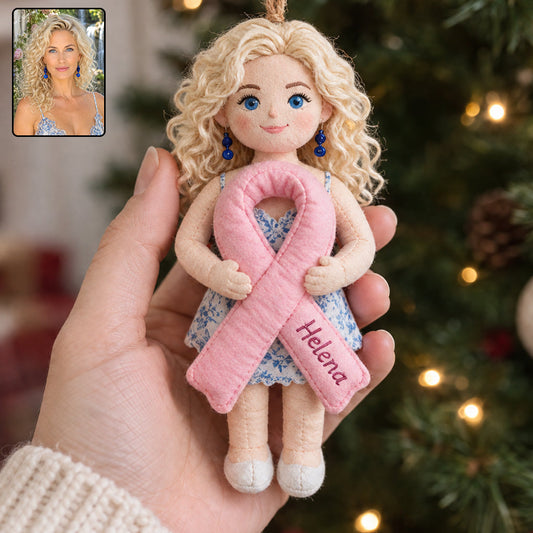 Fight Like A Warrior - Personalized Breast Cancer Awareness Plush Ornament
