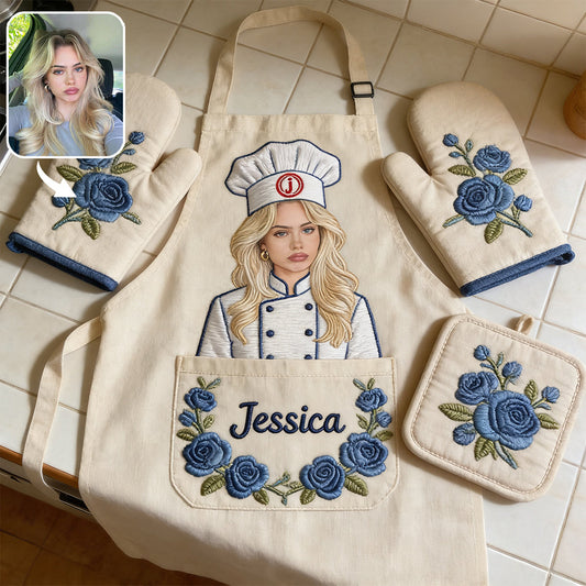 Master Cook - Personalized Cooking Apron, Oven Mitts & Pot Holder