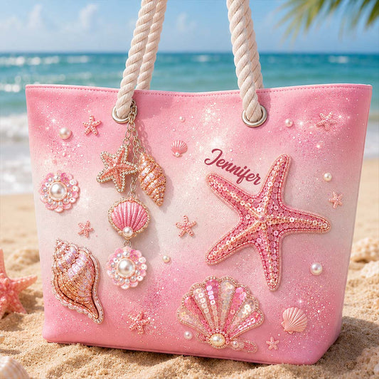 Summer Vibes - Personalized Sea Lover Beach Bag With Charms
