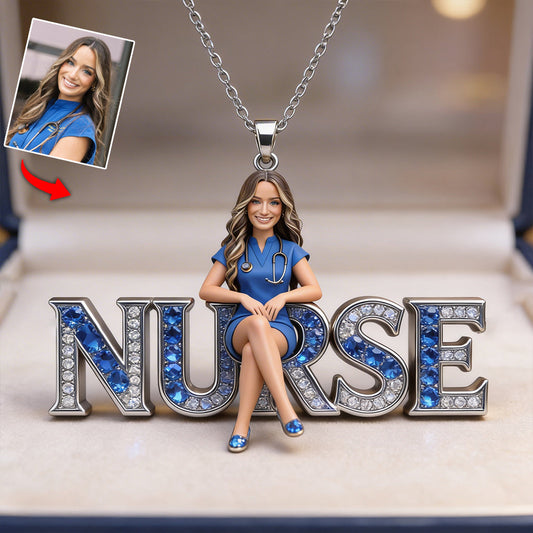 Proud Nurse - Personalized Nurse Shaped Metal Pendant Necklace