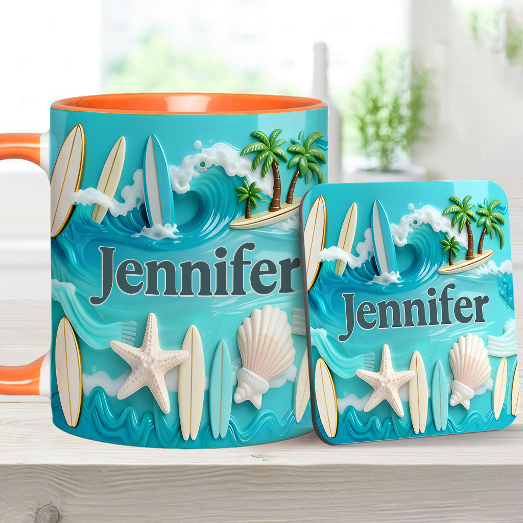 Love Surfing - Personalized Surfing Accent Mug & Coaster