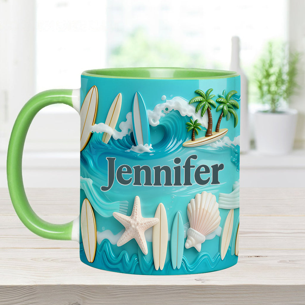 Love Surfing - Personalized Surfing Accent Mug & Coaster