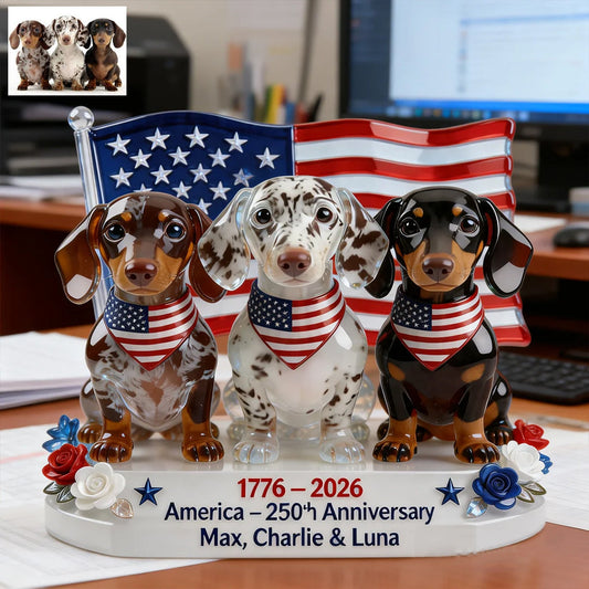 USA 250th Anniversary - Personalized Dog Custom Shaped Acrylic Plaque