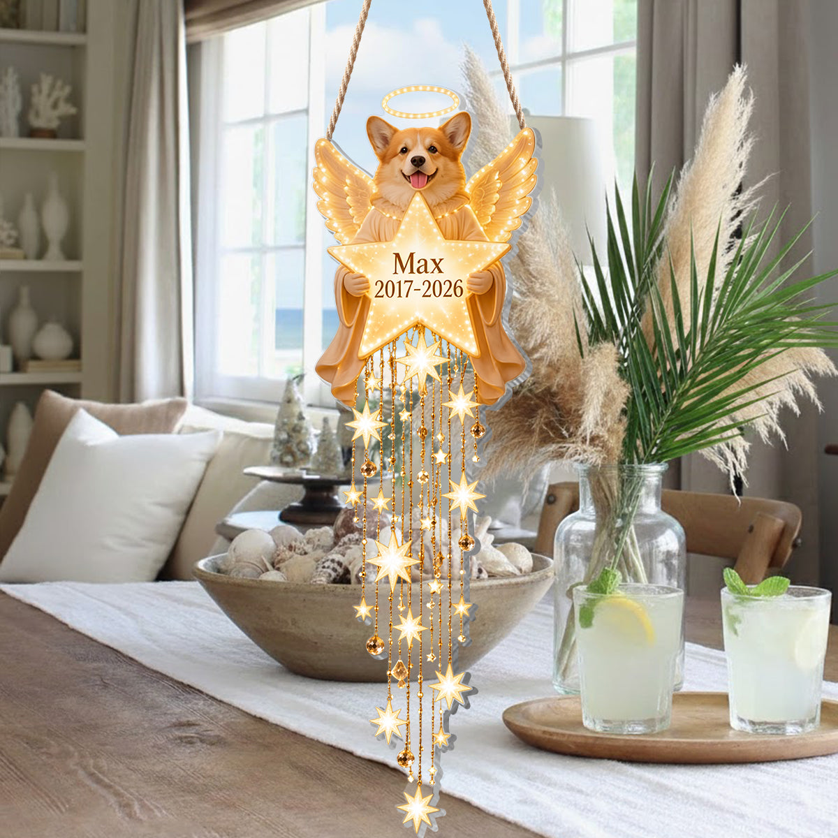 Dog Memorial Angel Star Light - Personalized Dog LED Light Acrylic Sign