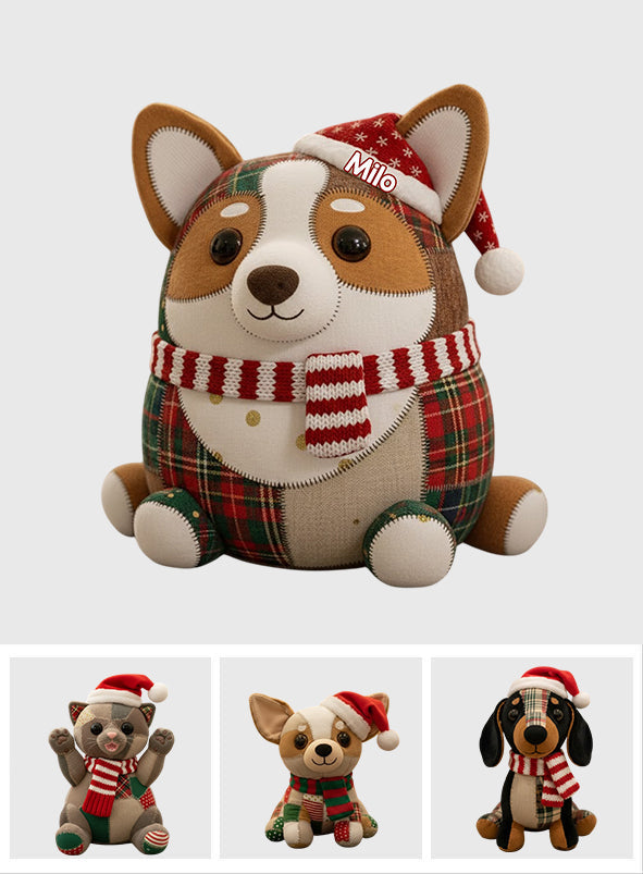 Pet Christmas Quilt - Personalized Dog Faux Fur Shaped Pillow