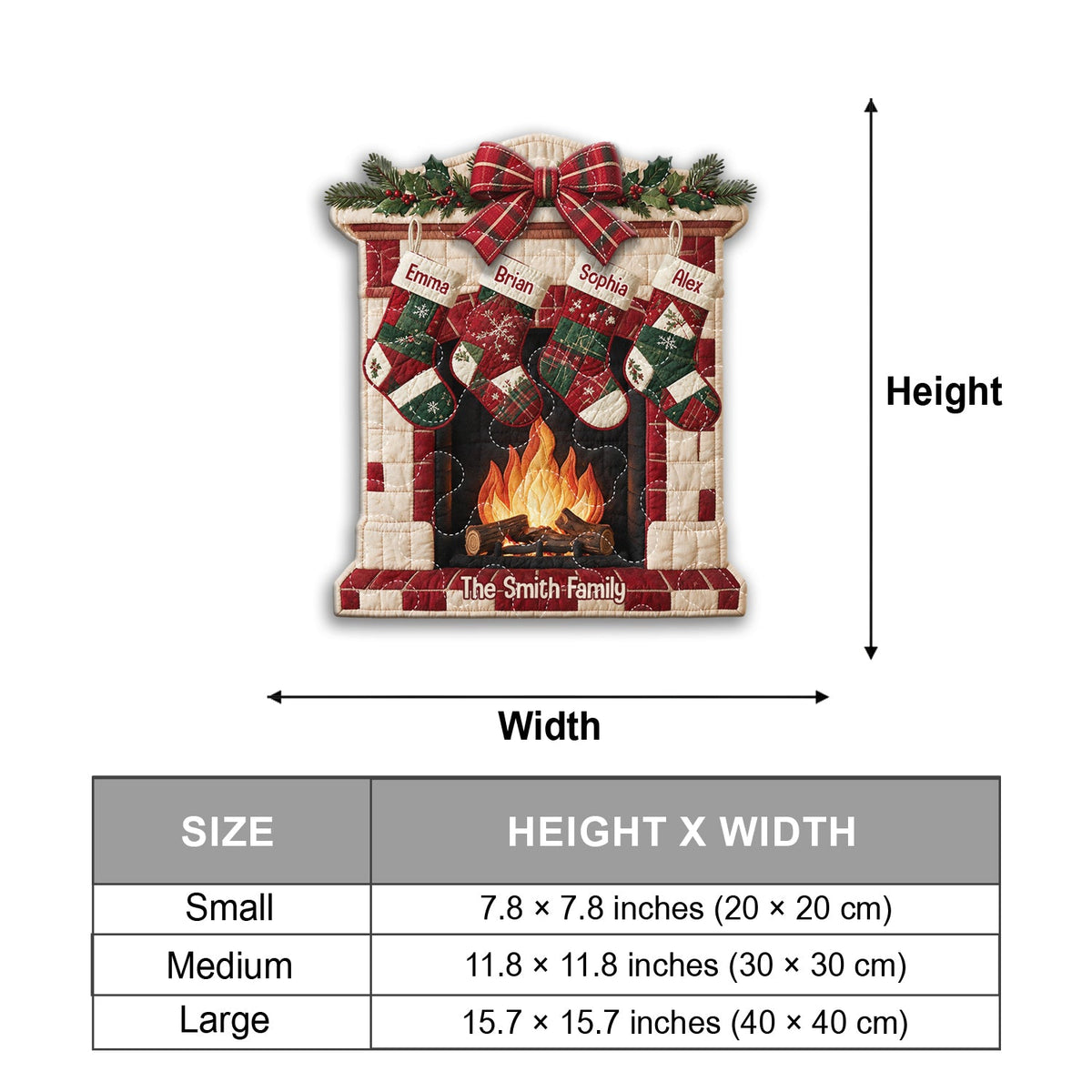 Merry Christmas - Personalized Family Quilted Door Hanger