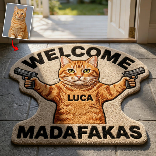 Welcome Mudafakas - Personalized Cat Non-Slip Tufted Rug