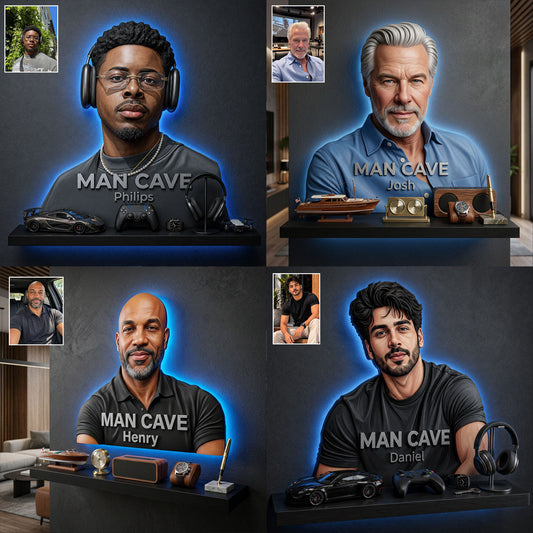 Man Cave - Personalized Real Men Wooden Floating Shelf
