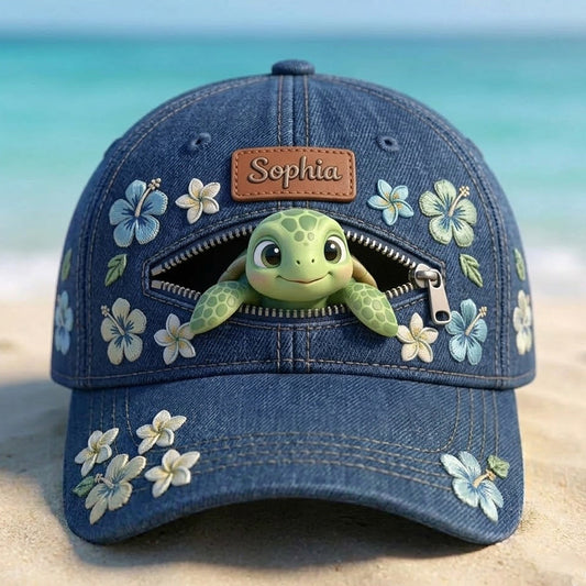 Salty Lil' Beach - Personalized Turtle Classic Cap