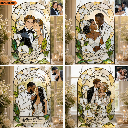 Meaningful Anniversary Couple Gift - Personalized wedding 3D Printed Glass Suncatcher