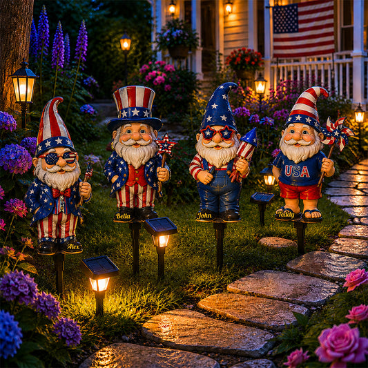 Patriotic Gnomes - Personalized Gardening Acrylic Garden Sign/ Acrylic Plaque Sign
