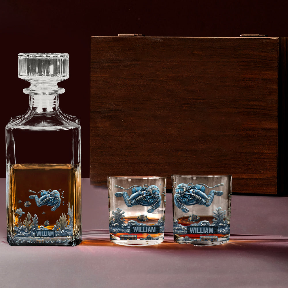 Ocean's Deep - Personalized Scuba Diving Whiskey Glass