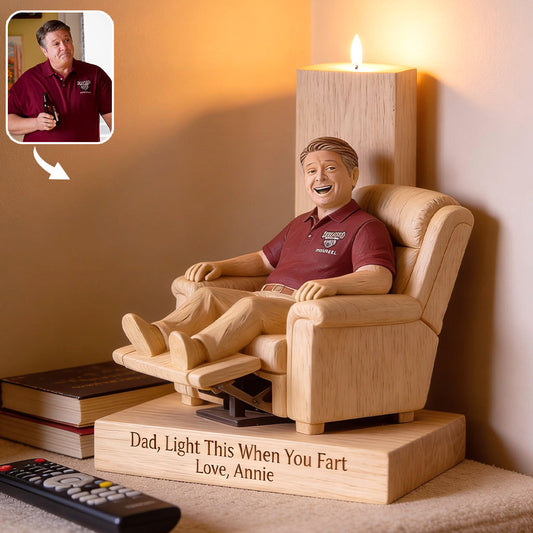 Perfect Father's Day Gift - Personalized Father Custom Shape Wooden Candle Holder