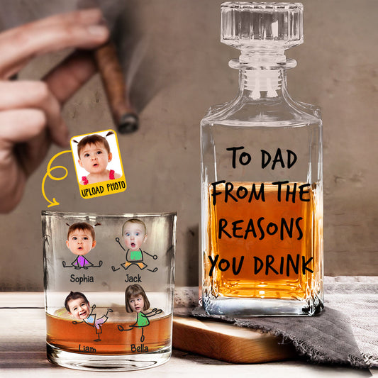 To Dad From The Reasons To Drink - Personalized Father Whiskey Decanter Set