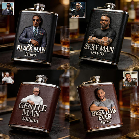 Luxury Gifts For Man - Custom From Photo - Personalized Father Hip Flask
