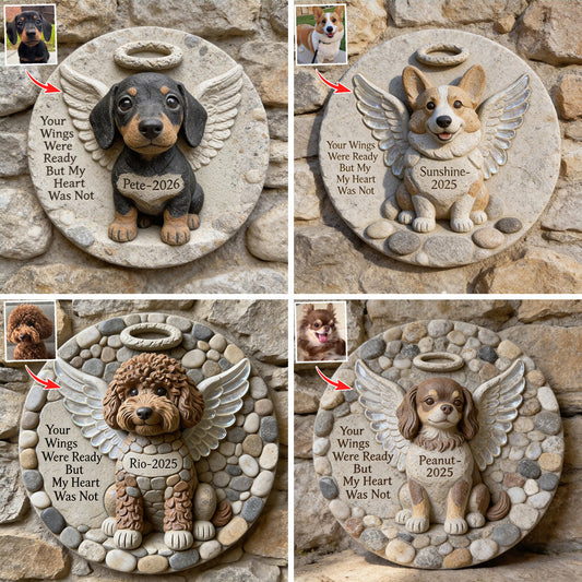 Your Wings Were Ready - Personalized Dog Round Shaped Stone