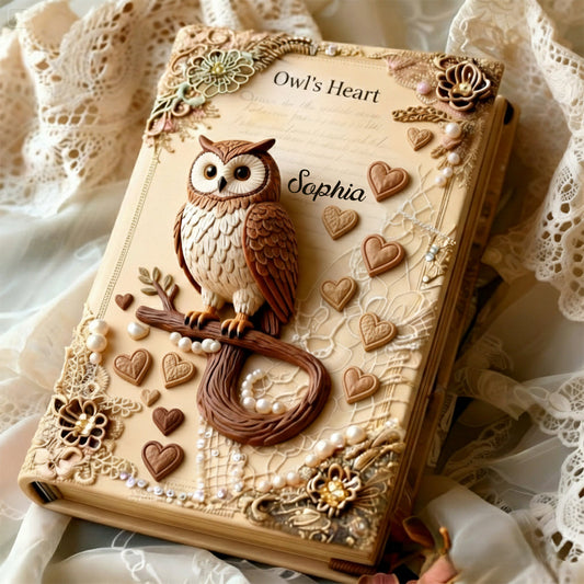 Owl's Heart - Personalized Owl Leather Journal