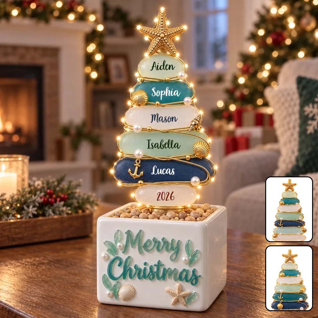 Merry Christmas - Personalized Family LED Light Ceramic Pot